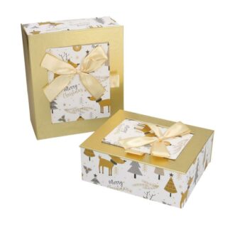 Scatola cartone 1-2 bianco oro con memorettangolare cm18,8x16h8