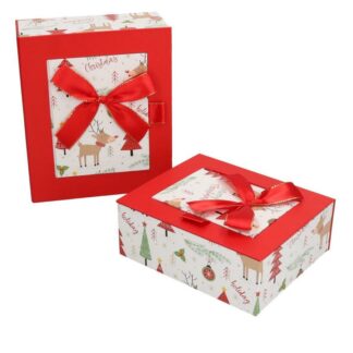 Scatola cartone 1-2 bianco rosso con memo rettangolare cm18,8x16h8