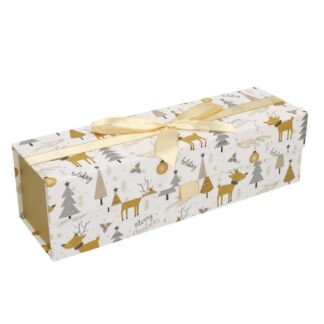 Scatola cassetta vino cartone bianco oro rettangolare cm34x10,3h9,5