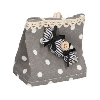Sacchetto tessuto grigio a pois con bottone cm7x4h7,5