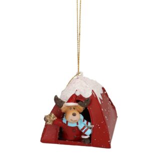 Renna metallo con capanna cm6x7x6