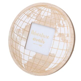 Portafoto muro legno mappamondo cmø17x1,2