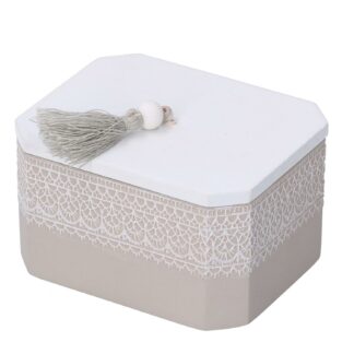 Scatola legno bianco mandala rettangolare cm8x6,5h5