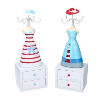 Portagioie manichino resina con cassetti blu tondo 2 assortiti cm11x8,5h30,8