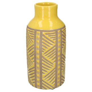 Vaso ceramica giallo sabbia tondo cmø14h30