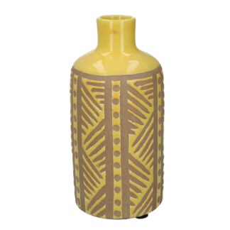 Vaso ceramica giallo sabbia tondo cmø13h26