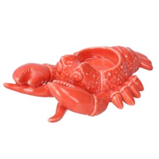 Portacandele ceramica mare 1 posto aragosta rosso cm16,5x10,7h4,3