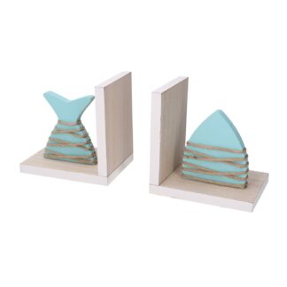 Reggilibri legno mare pesce azzurro cm32x6h12/16