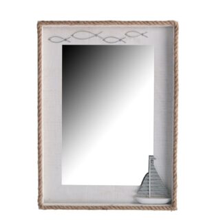 Specchio legno mare barca bianco rettangolare cm28,5x38,5x3,5