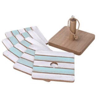 Sottobicchiere legno mare 6 pezzi quadro cm10x10h8