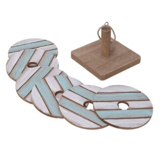 Sottobicchiere legno mare 6 pezzi tondocmø10h8