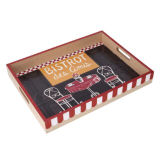 Vassoio legno bistrot nero rettangolarecm40x30h5