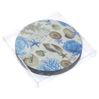 Sottopentola legno mare confezione 4 pezzi bianco tondo cmø18h0,5