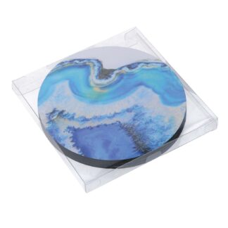 Sottopentola legno confezione 4 pezzi azzurro tondo cmø18h0,5