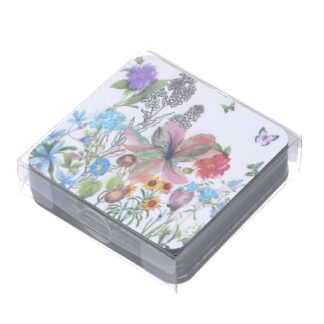 Sottobicchiere legno confezione 6 pezzifiori bianco quadro cm10x10h0,5