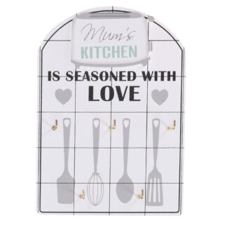 Portachiavi legno 5 posti cucina biancocm13,7x19,5x2,5