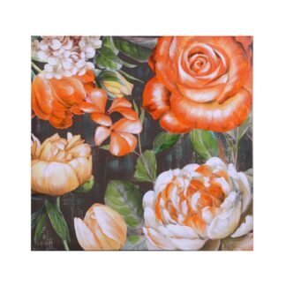 Quadro stampa fiori arancione cm80x80x3