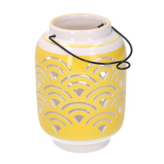 Lanterna ceramica giallo tondo cmø9,4h13,5