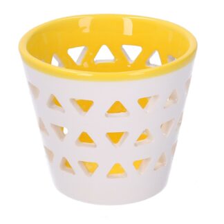 Portacandele ceramica 1 posto giallo tondo cmø8h7,1