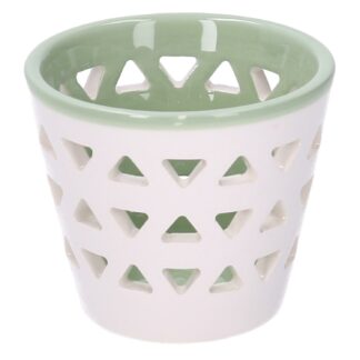 Portacandele ceramica 1 posto verde tondo cmø8h7,1