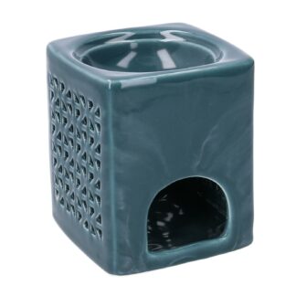 Bruciaessenze ceramica blu quadro cm10x10h12