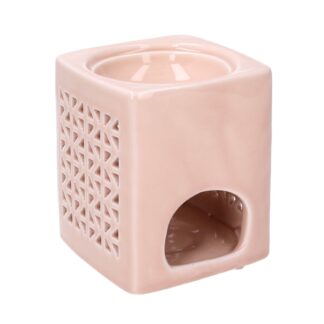 Bruciaessenze ceramica rosa quadro cm10x10h12