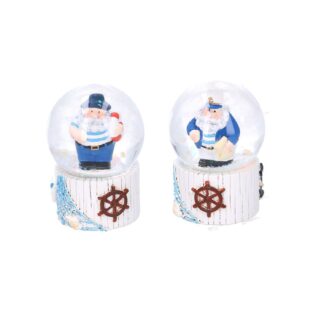 Palla di vetro resina mare con marinaiobianco tondo 2 assortiti cmø3,5h6