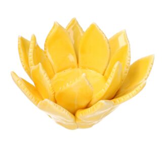 Portacandele frida ceramica 1 posto giallo tondo cmø10h6