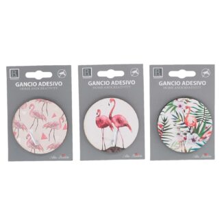 Appendino legno 1 posto fenicotteri assortiti cmø6,3x0,5