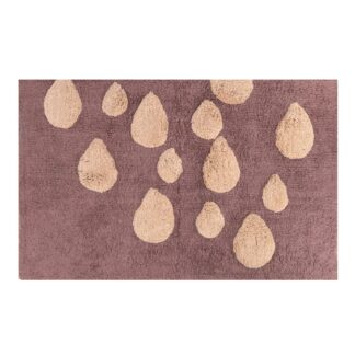 Tappetino bagno 100% cotone gocce marrone antiscivolo cm50x80x2