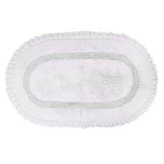 Tappetino bagno 100% cotone romance perla ovale antiscivolo cm50x80x2