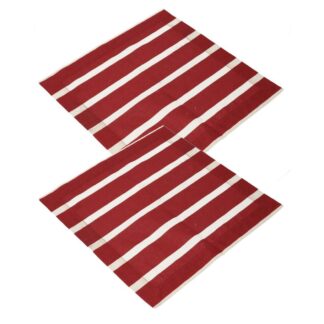 Tovagliolo pop righe set 2 pezzi bordeaux crema quadro cm40x40