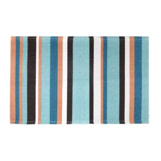 Tappetino cucina 60% cotone 40% poliestere stripe turchese antiscivolo cm50x80x1