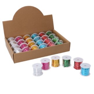 Nastro cordino multicolor 24 pezzi assortiti c/espositore15m cmø4h4