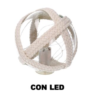 Lampada Palla vetro mare con led e corda azzurro tondo cmø12,7