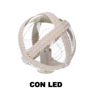Lampada Palla vetro mare con led e corda azzurro tondo cmø15,2