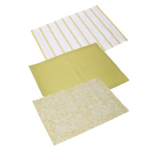 Canovaccio flora stripe lime set 3 pezzi cm50x70