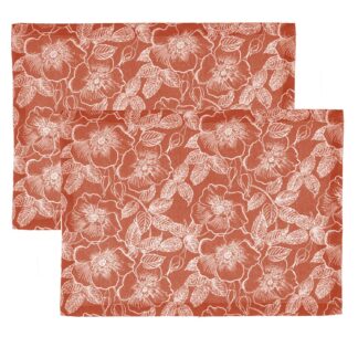 Tovaglietta tessuto wild rose set 2 pezzi rosso mattone rettangolare cm33x45