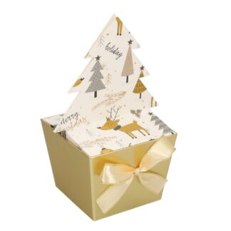 Scatola cartone oro bianco albero quadro cm10,3x10,3h8