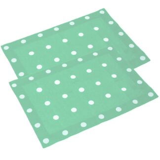 Tovaglietta pop pois set 2 pezzi verde acqua rettangolare cm33x45