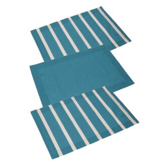 Canovaccio pop righe set 3 pezzi blu petroliocm50x70