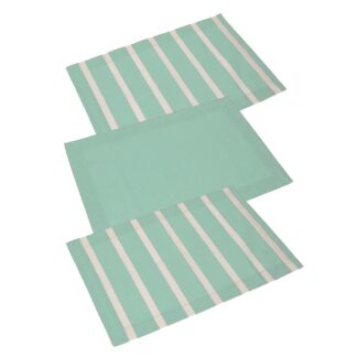 Canovaccio pop righe set 3 pezzi verde acqua cm50x70