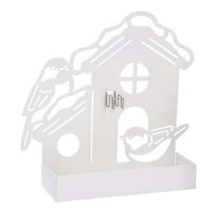 Portazampirone metallo casa bianco cm18x5h17