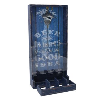 Apribottiglie legno blu rettangolare cm19x38,5x7,5