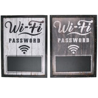 Targhetta legno wi-fi password bianco rettangolare 2 assortiti cm30x40x1,8