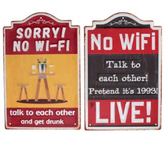 Targhetta metallo no wi-fi rosso rettangolare 2 assortiti cm25x0,5x38