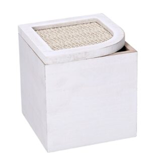 Scatola portathe legno bianco quadro cm10x10h11