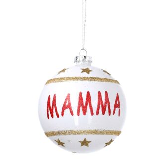 Sfera vetro scritta mamma bianco tondo cm ø10h10