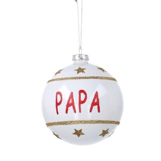 Sfera vetro scritta papà bianco tondo cm ø10h10