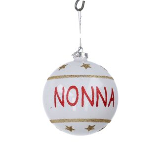 Sfera vetro scritta nonna bianco tondo cm ø10h10